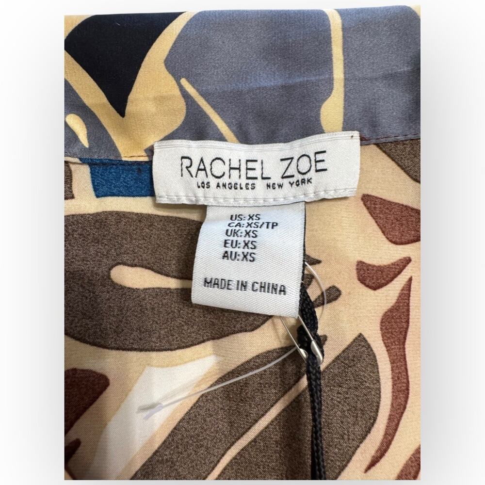 NWT Rachel Zoe Floral Tropical Satin Feel Button-Up Short Sleeve Shirt – Size XS - Picture 5 of 7